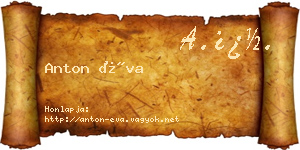 Anton Éva névjegykártya